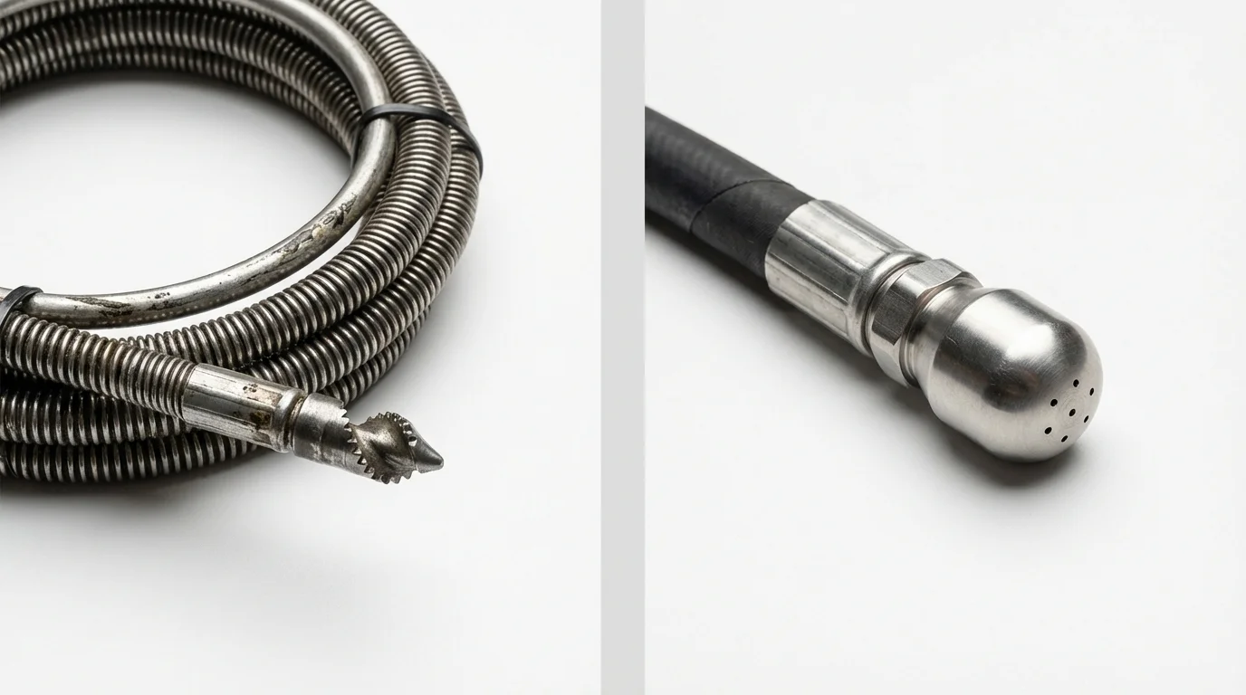 Drain snake cable and hydro jetting nozzle used for drain cleaning in Avondale, AZ