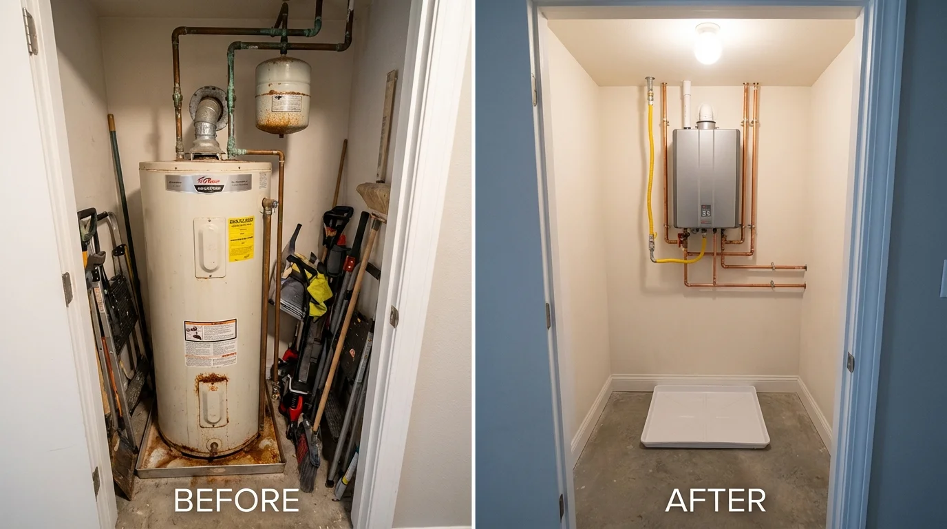 Tank water heater versus wall-mounted tankless unit comparison for Avondale, AZ homeowners